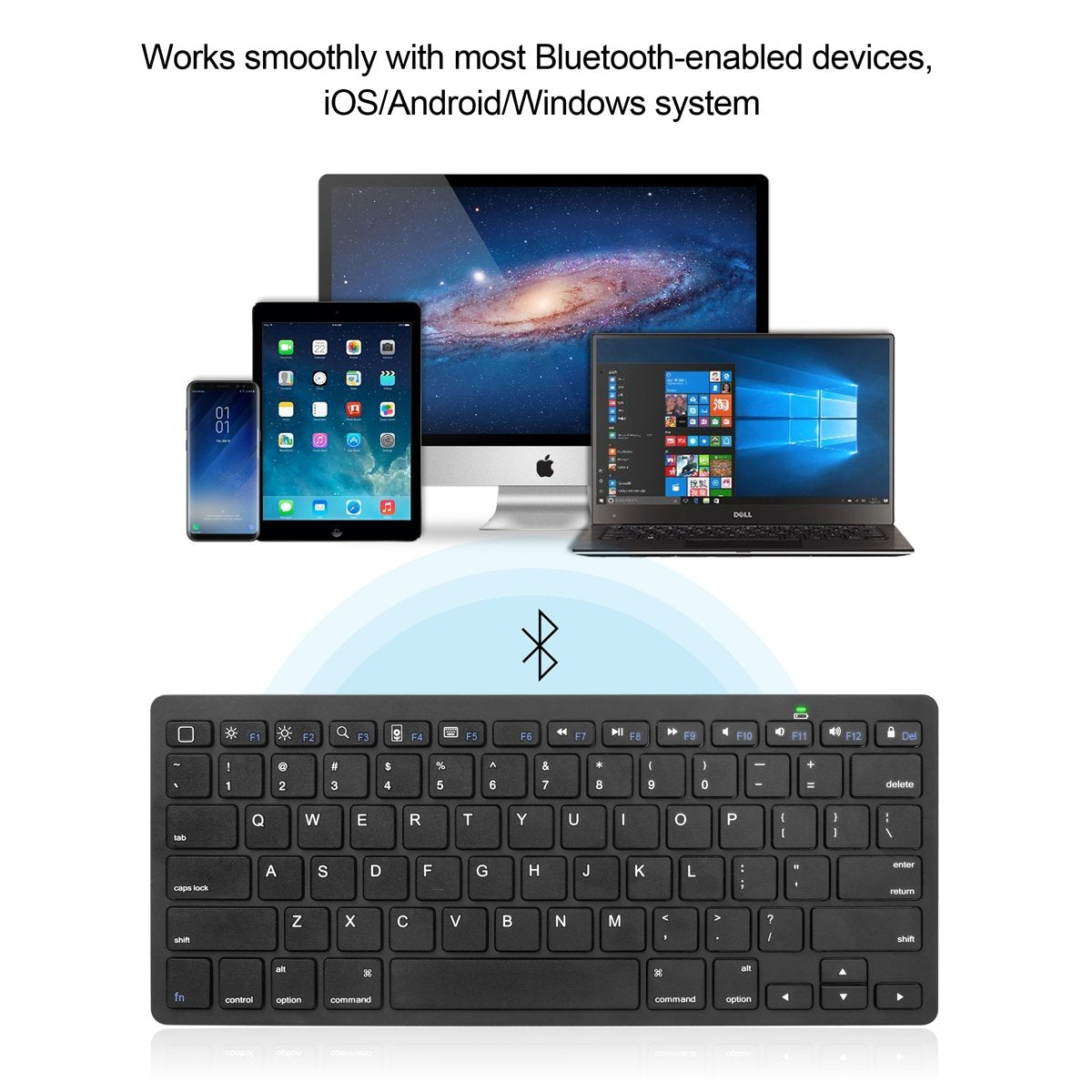 CHOETECH BH-006 Ultra Slim Wireless Bluetooth Keyboard in black, showcasing its sleek design and compact layout.