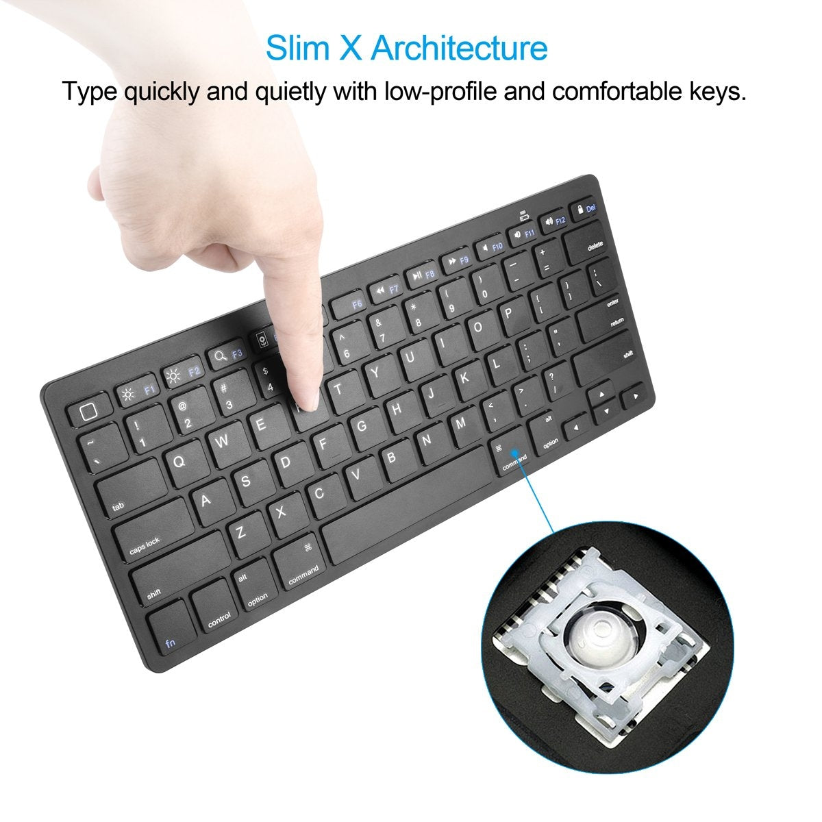 CHOETECH BH-006 Ultra Slim Wireless Bluetooth Keyboard in black, showcasing its sleek design and compact layout.