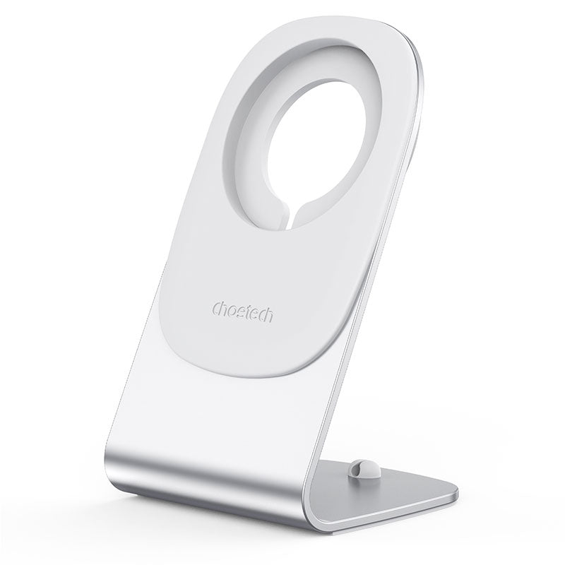 Choetech H046 Phone Stand made of aluminum, designed for MagSafe chargers, showcasing its elegant and sturdy design.