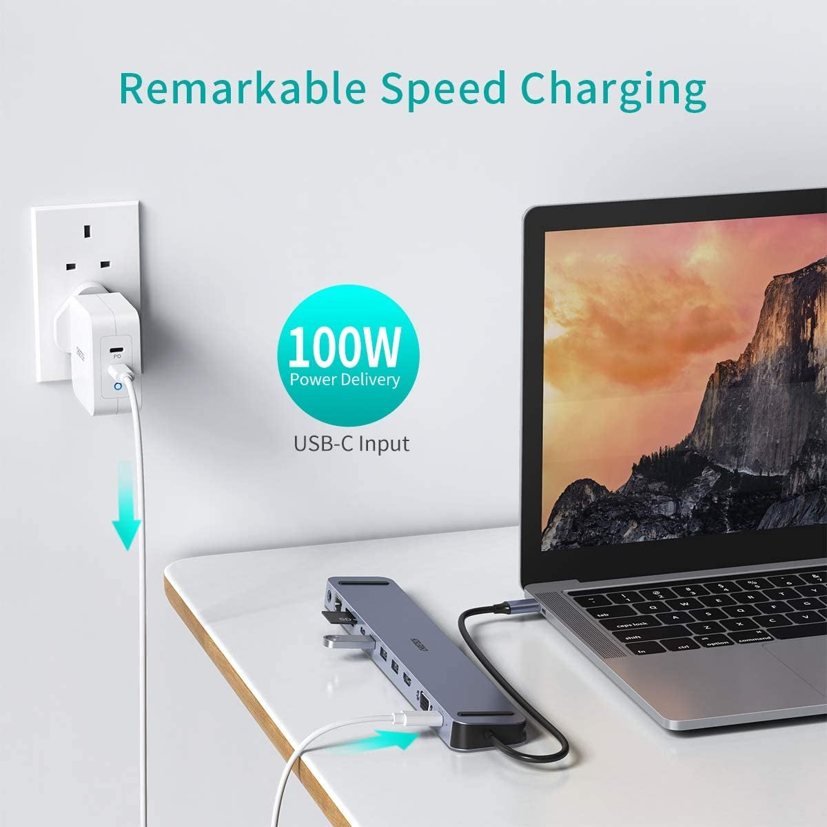 CHOETECH HUB-M20 USB-C 11-in-1 Multifunction Adapter with multiple ports and sleek design.