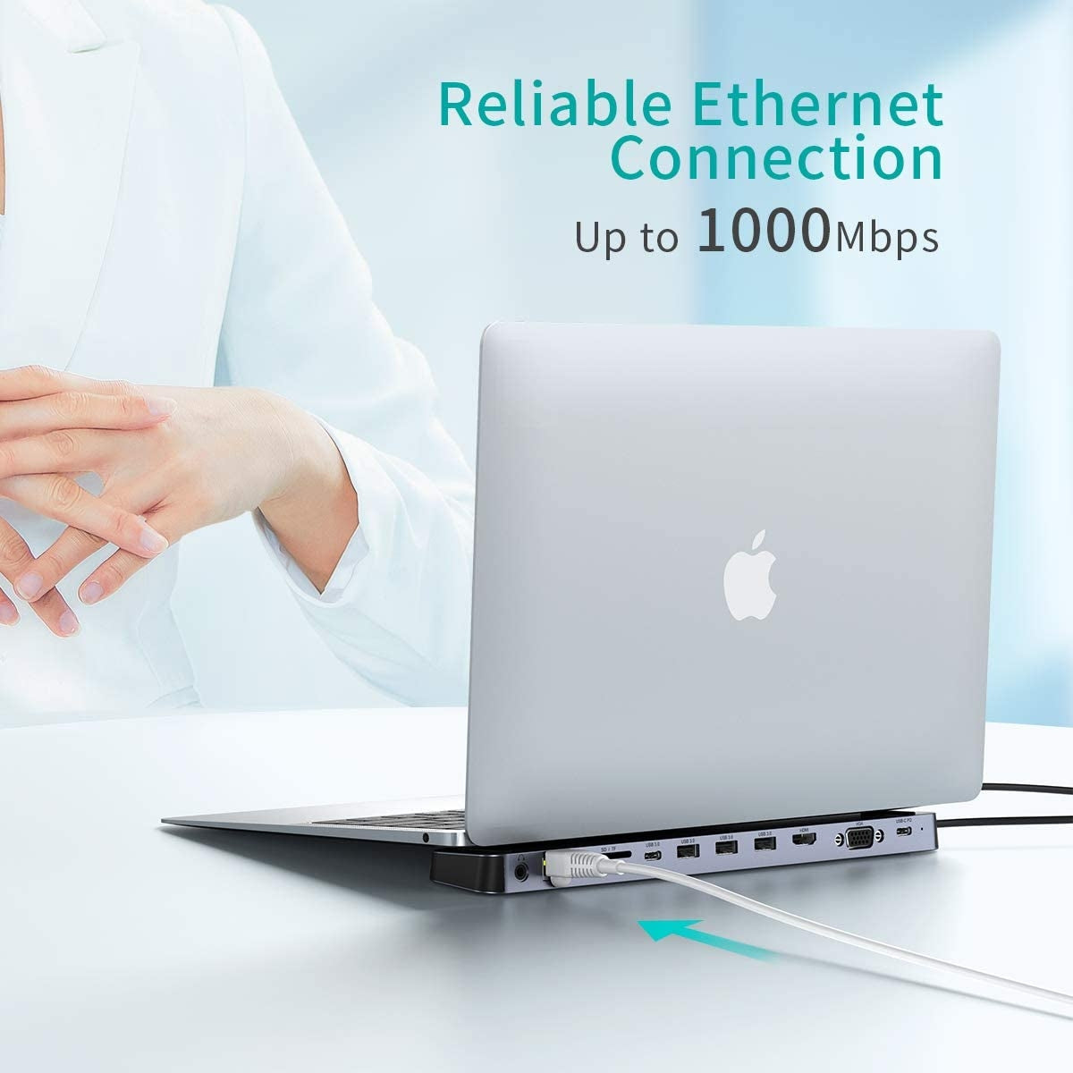 CHOETECH HUB-M20 USB-C 11-in-1 Multifunction Adapter with multiple ports and sleek design.