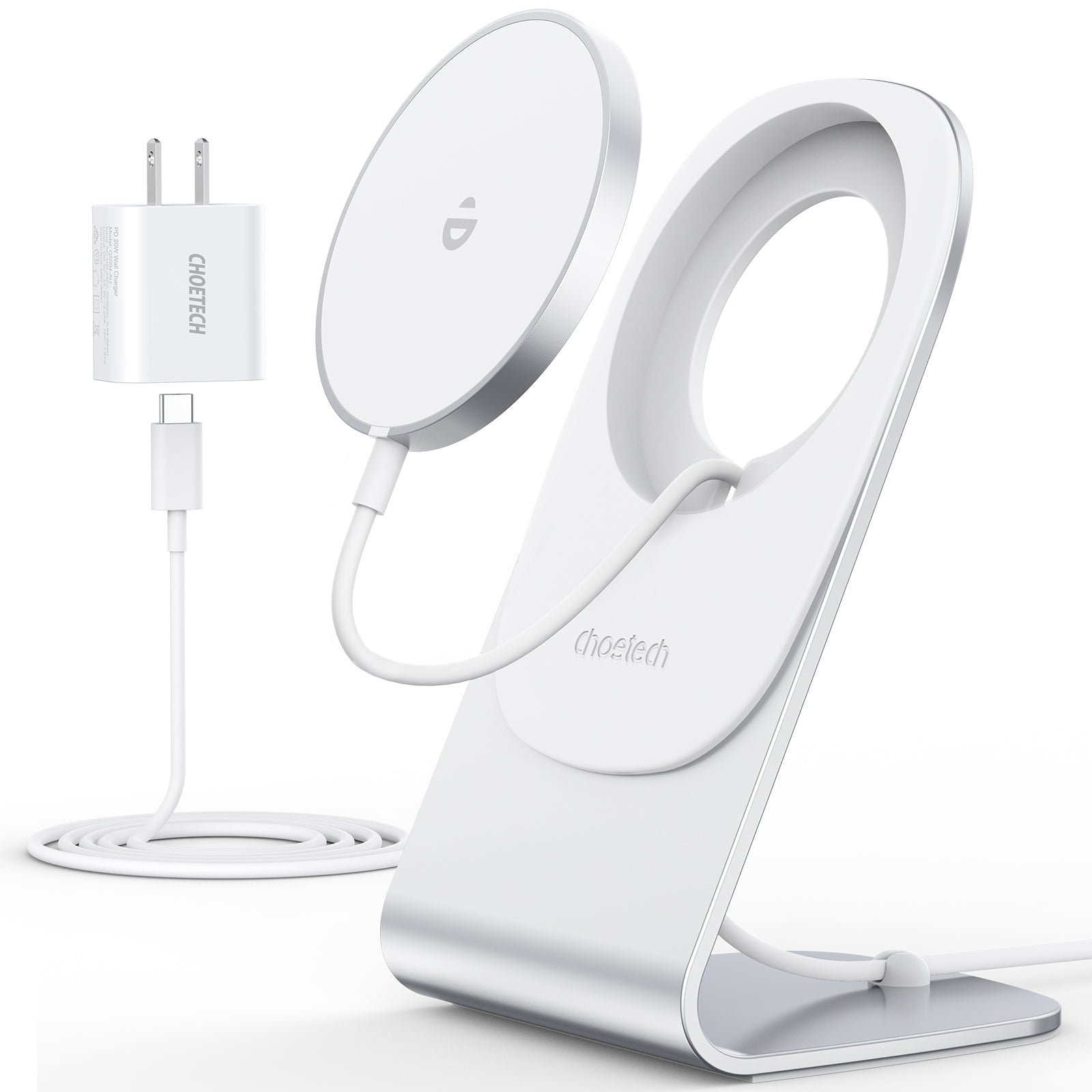 CHOETECH MIX00117SL Magasafe Fast Wireless Charger Stand Holder designed for iPhone 13, featuring a sleek design and adjustable angles.