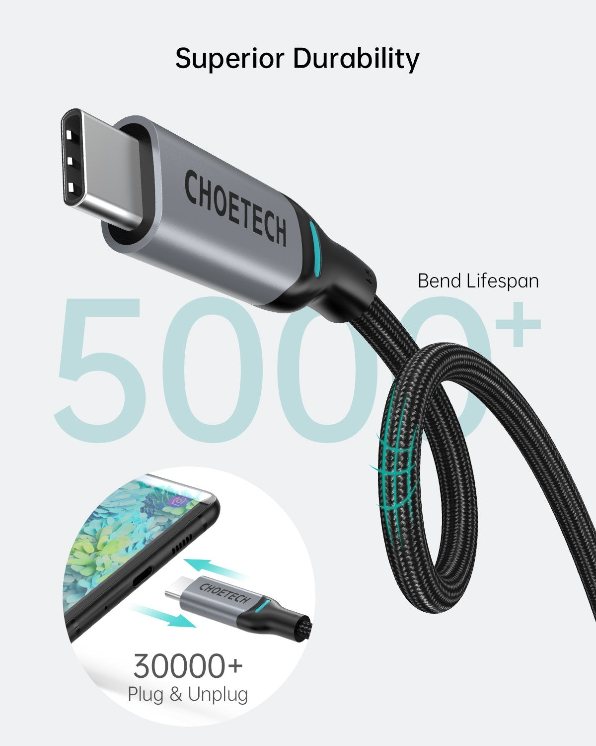 CHOETECH MIX00073 100W USB-C Braided Fast Charging Cable, featuring a durable design and 1.8M length for versatile charging.