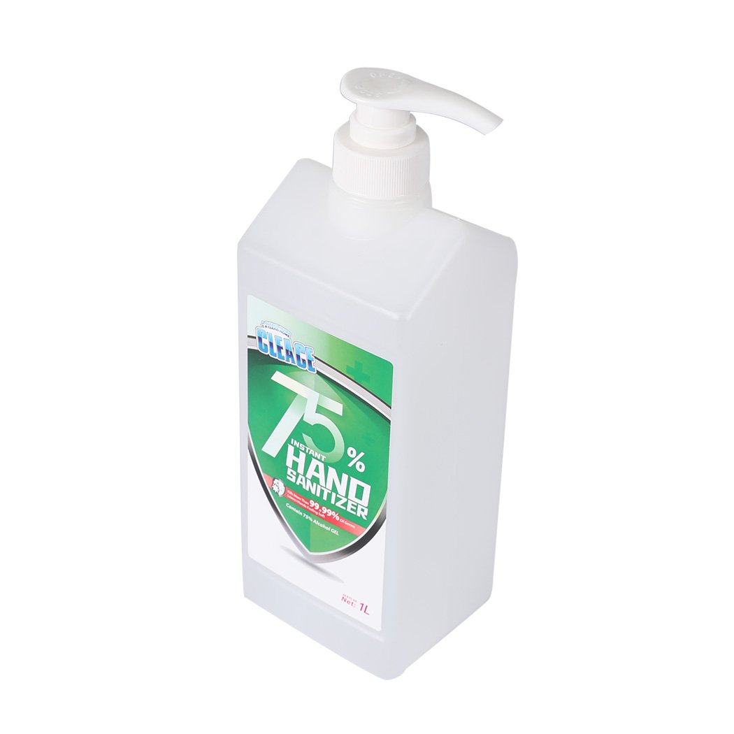 Cleace 2x Hand Sanitiser Instant Gel Wash bottles, showcasing 75% alcohol content and moisturizing properties.