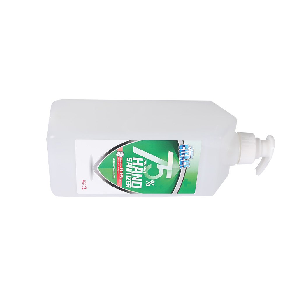 Cleace 2x Hand Sanitiser Instant Gel Wash bottles, showcasing 75% alcohol content and moisturizing properties.