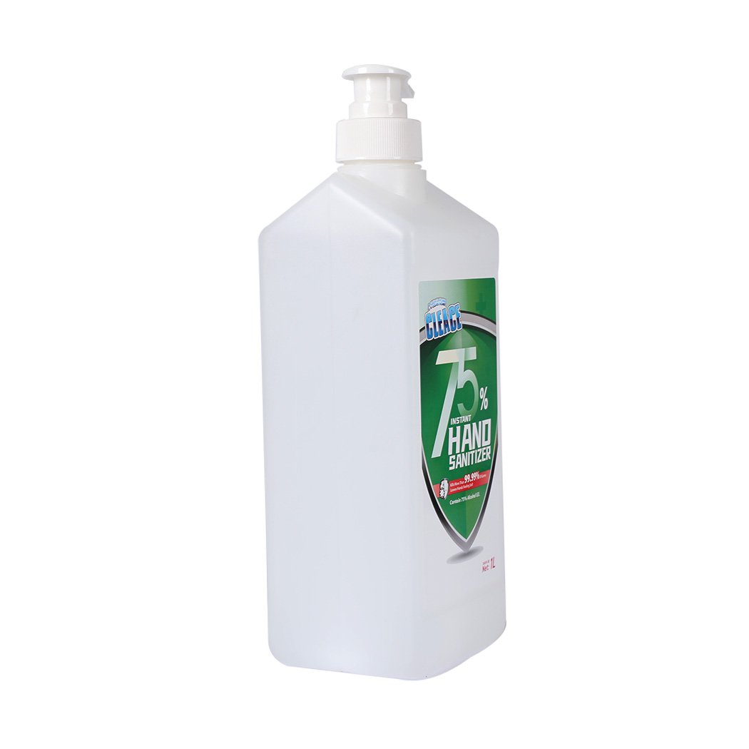 Cleace 2x Hand Sanitiser Instant Gel Wash bottles, showcasing 75% alcohol content and moisturizing properties.