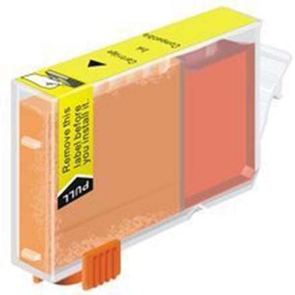 CLI-521 Yellow Compatible Inkjet Cartridge showcasing its vibrant yellow color and professional design.