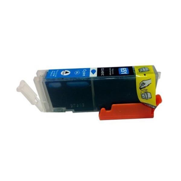 CLI-651XL Cyan Compatible Inkjet Cartridge showcasing vibrant cyan color and professional design.