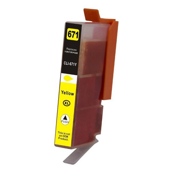 CLI-671XL Yellow Premium Compatible Inkjet Cartridge with vibrant yellow ink for high-quality printing.