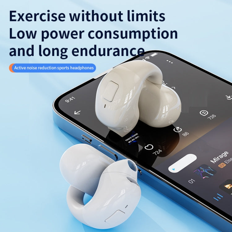 Clip-On Single Ear Bluetooth Earphone designed for sports, featuring a sleek design and advanced technology for high-fidelity sound.