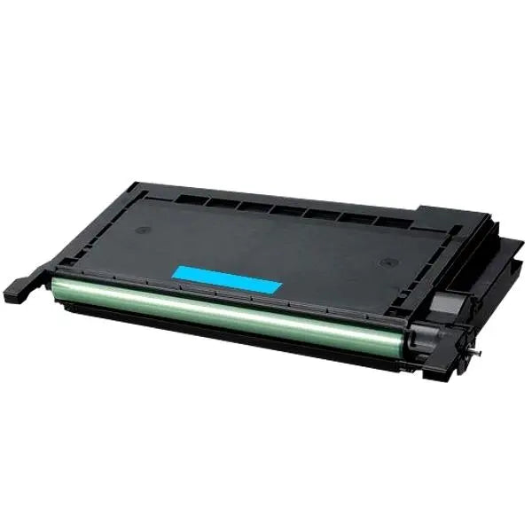 CLP-C660B Cyan Premium Generic Toner cartridge, showcasing its vibrant cyan color and remanufactured design.