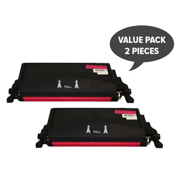 CLT-M508L Premium Generic Magenta Toner cartridges in a set of 2, showcasing vibrant magenta color and premium quality.