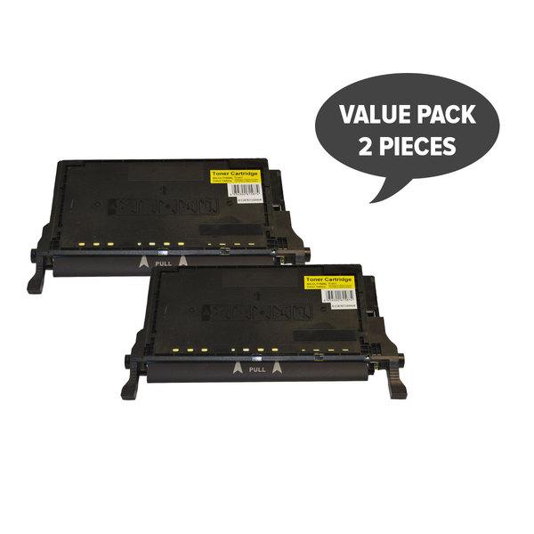 CLT-Y508L Premium Generic Yellow Toner cartridges in a set of 2, showcasing vibrant yellow color and premium quality.