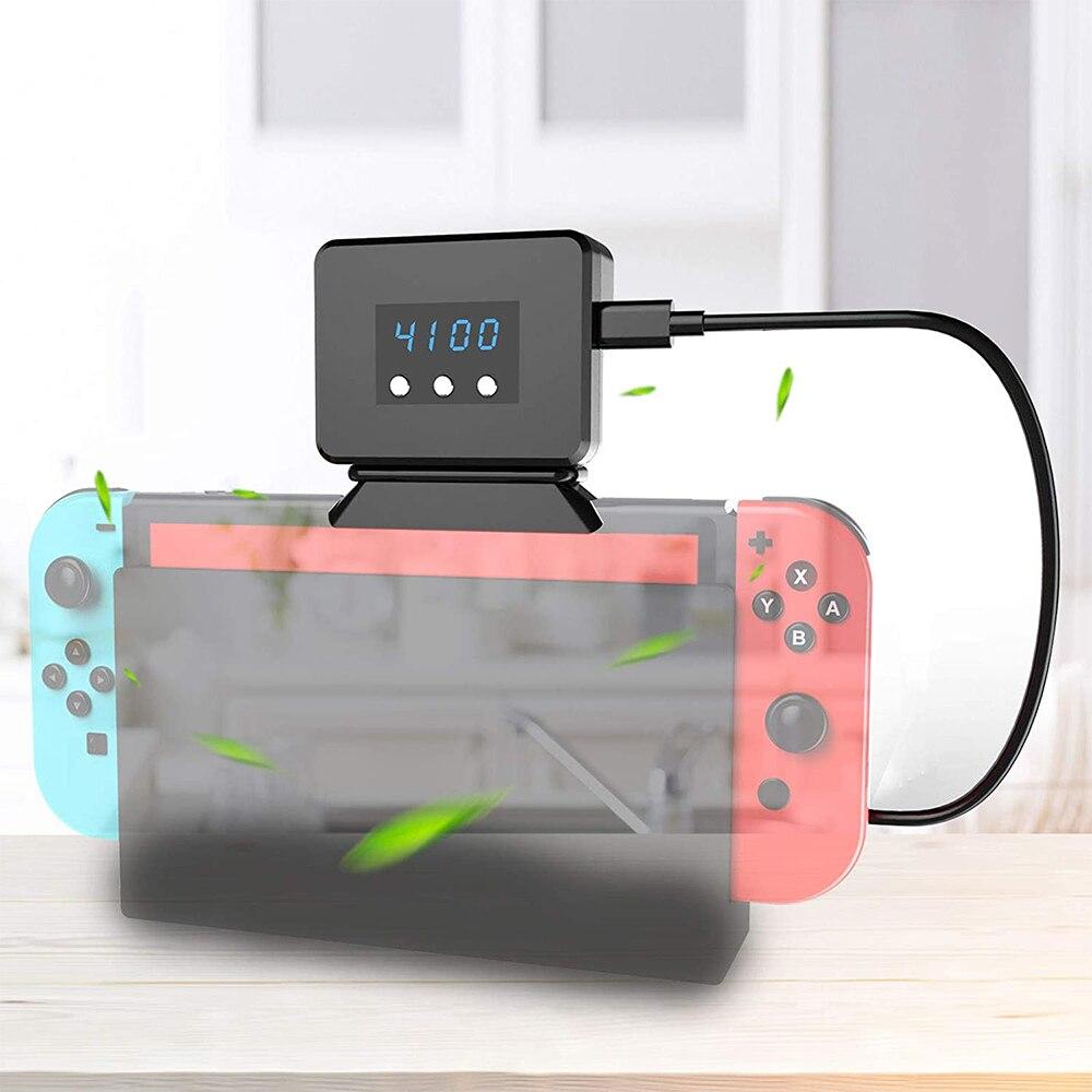 Cooling Fan for Nintendo Switch with LED display, designed for external turbo pumping and efficient heat dissipation.