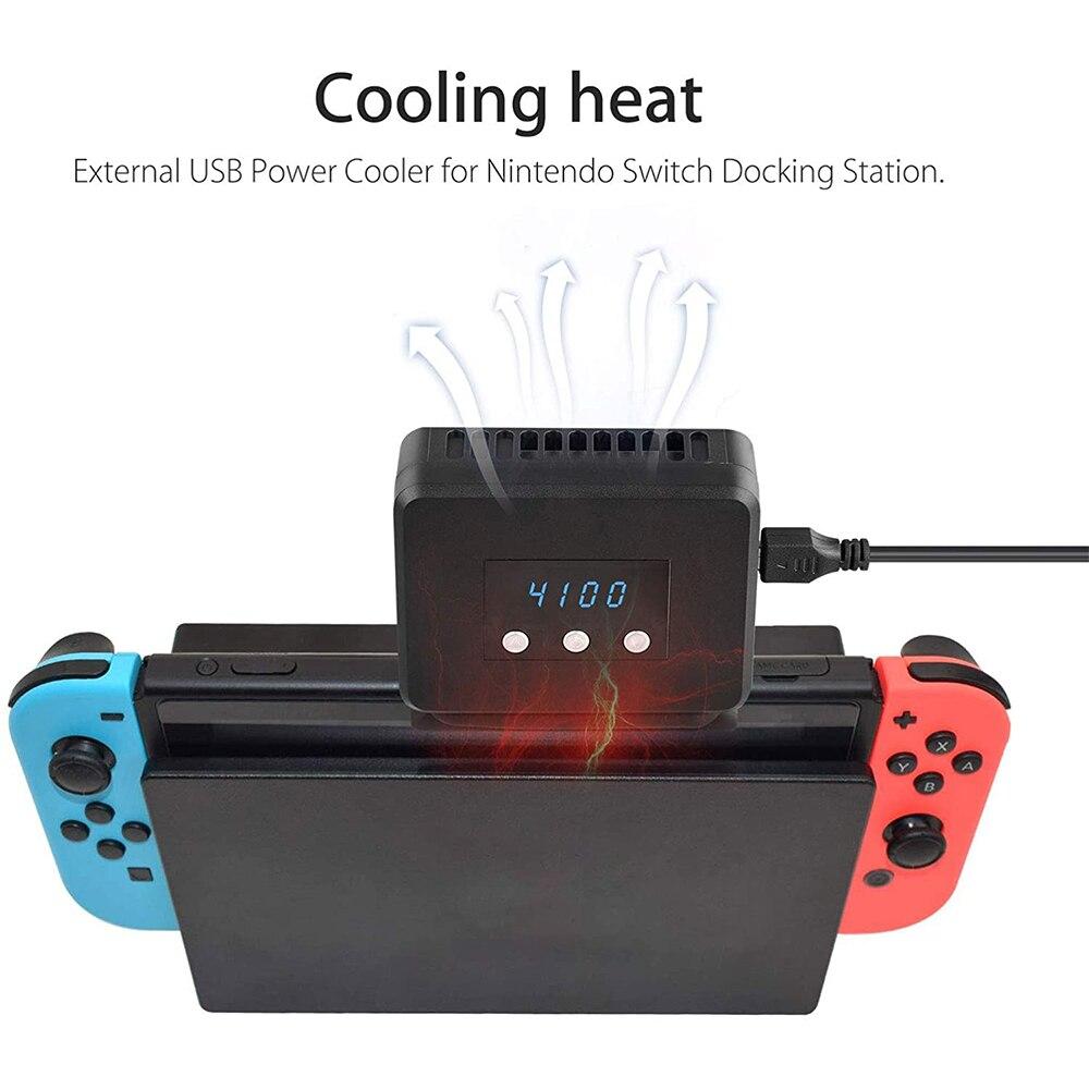 Cooling Fan for Nintendo Switch with LED display, designed for external turbo pumping and efficient heat dissipation.