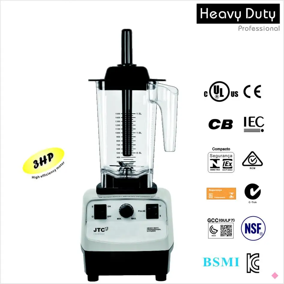 Commercial blender with a PC jar in grey, maroon, and black colors, showcasing its sleek design and powerful features.