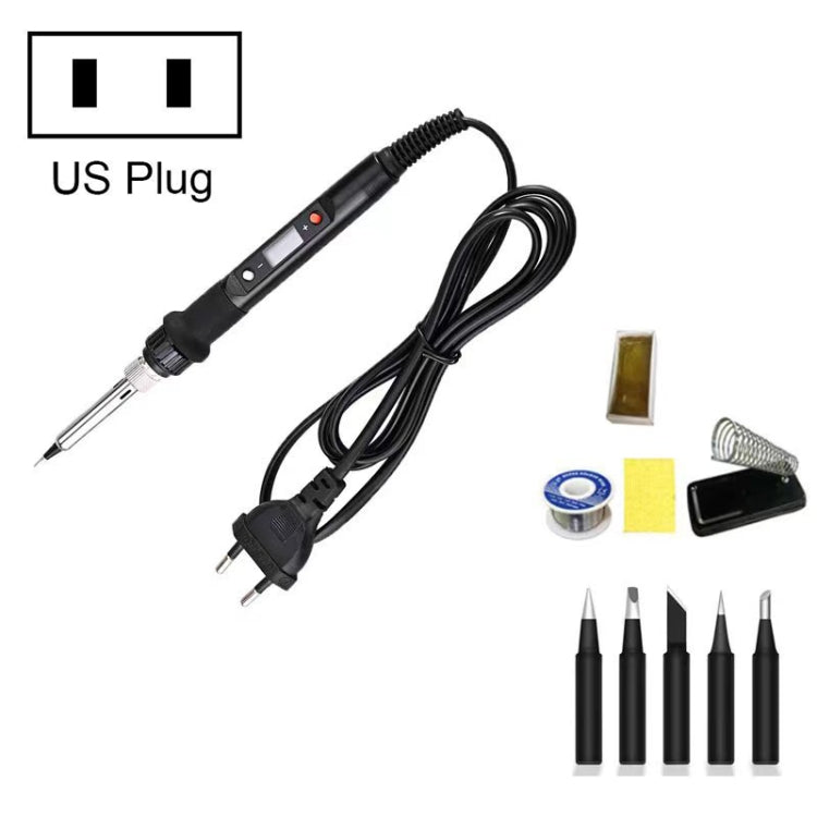 Electric soldering iron set with adjustable temperature and digital display, ideal for electronics repair and DIY projects.