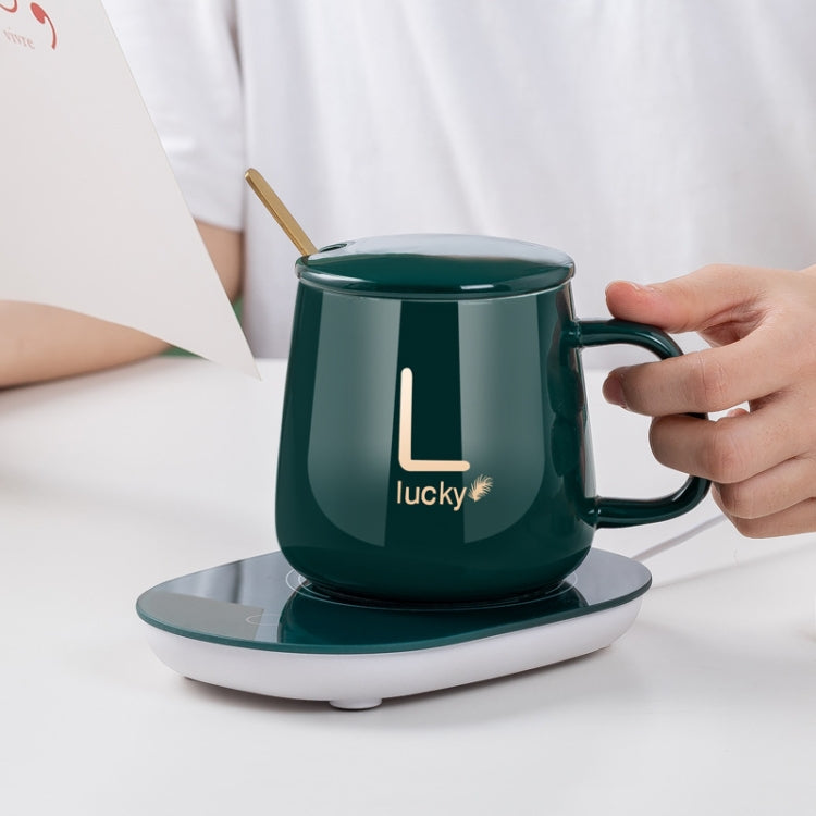 A stylish Constant Temperature Heating Smart Ceramic Coffee Cup Set with USB heating base, featuring a retro cup design and ergonomic handle.