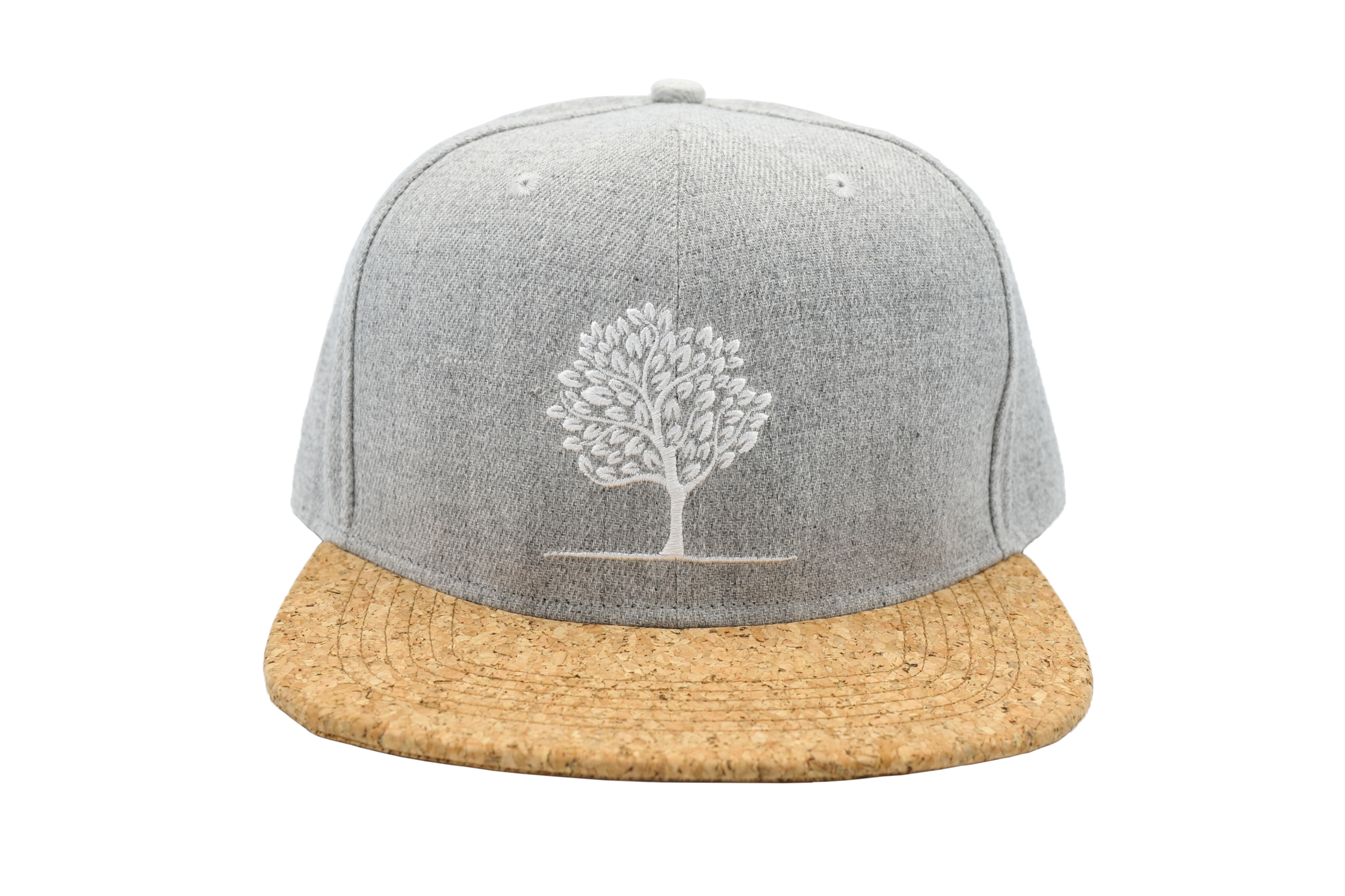 Stylish grey cork cap with rustic buckle, perfect for sun protection.