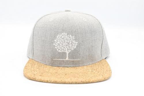 Stylish grey cork cap with rustic buckle, perfect for sun protection.