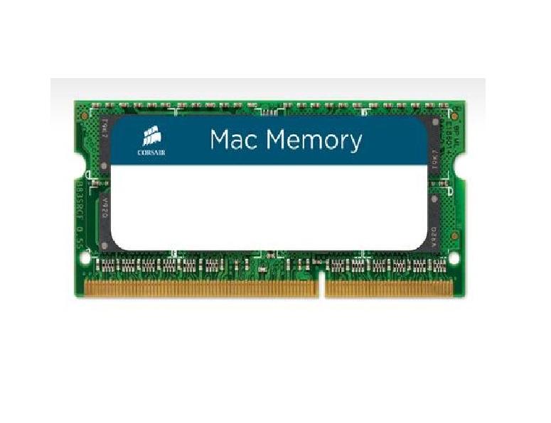 Corsair 8GB DDR3 SODIMM memory kit for Mac notebooks, featuring two 4GB modules with 1333MHz speed.