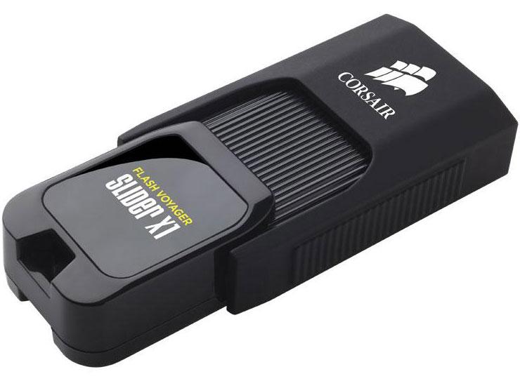 CORSAIR Flash Voyager Slider X1 32GB USB 3.0 Flash Drive with capless design and slider mechanism.