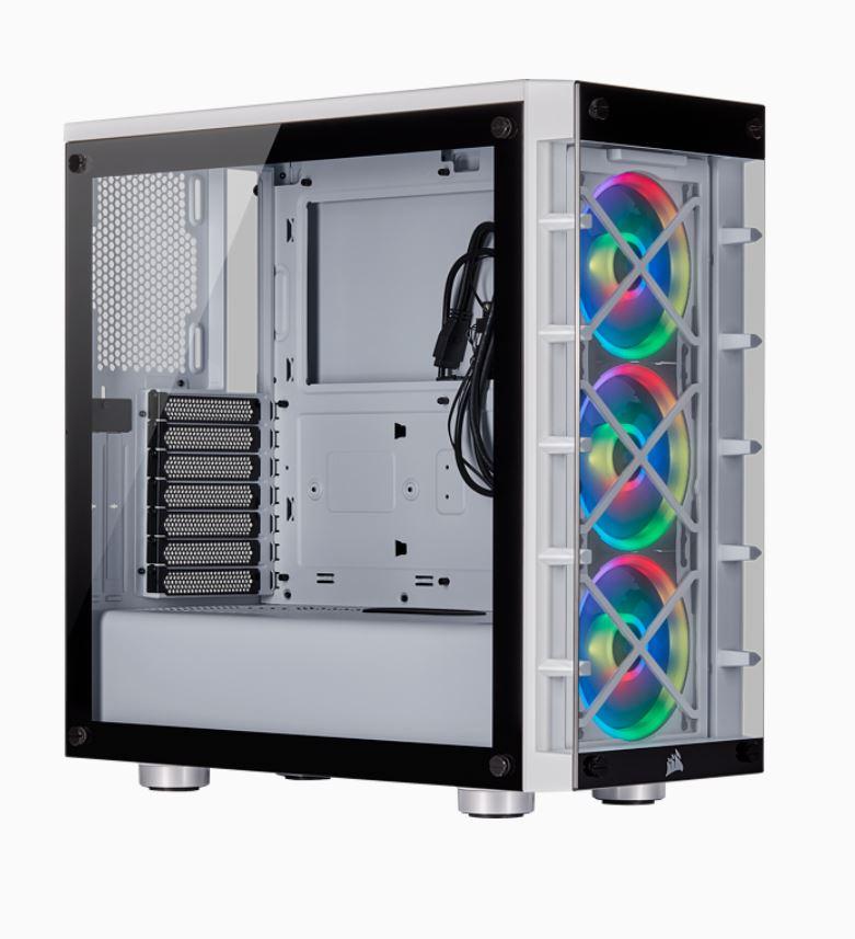 Corsair iCUE 465X RGB ATX Mid-Tower Case with dual tempered glass panels and RGB fans.