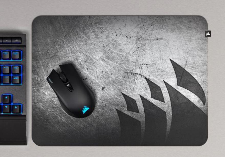 Corsair MM150 Ultra-Thin Gaming Mouse Pad with stylish graphics and anti-skid base, measuring 350mm x 260mm.