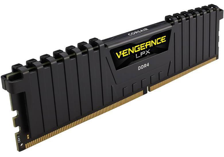 CORSAIR Vengeance LPX 16GB DDR4 3000MHz memory module with sleek black heatspreader, designed for high-performance gaming.