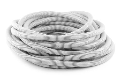 A 50-meter roll of grey corrugated conduit with a 25mm diameter, designed for protecting electrical wires.