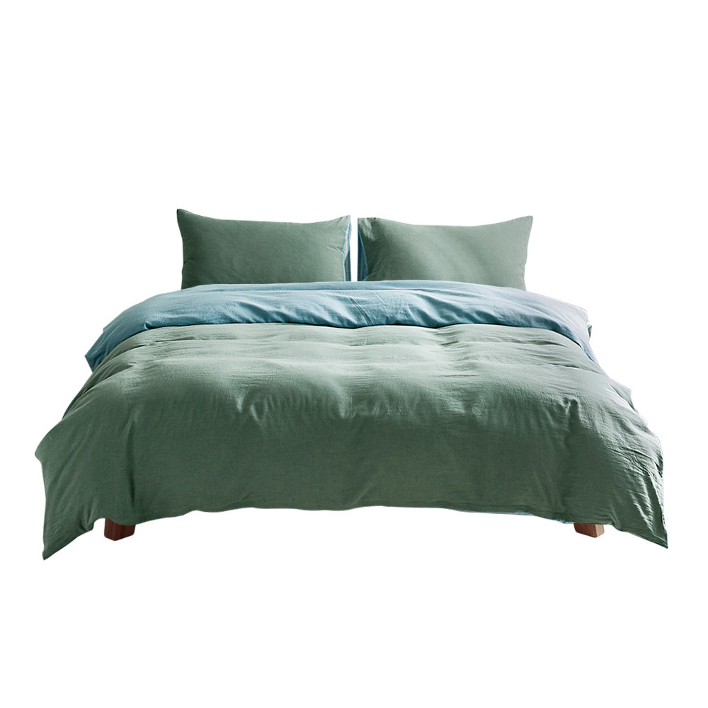 Cosy Club Duvet Cover Quilt Set in Blue Lagoon featuring soft cotton fabric and elegant two-tone design.