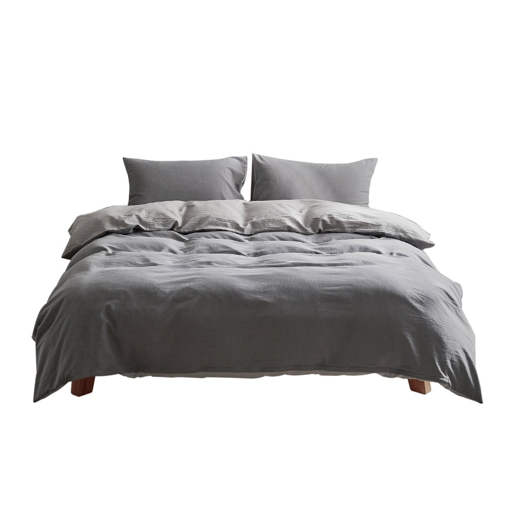 Cosy Club Duvet Cover Quilt Set in Grey, featuring soft 100% cotton fabric, lightweight design, and hypoallergenic properties, perfect for a comfortable sleep.