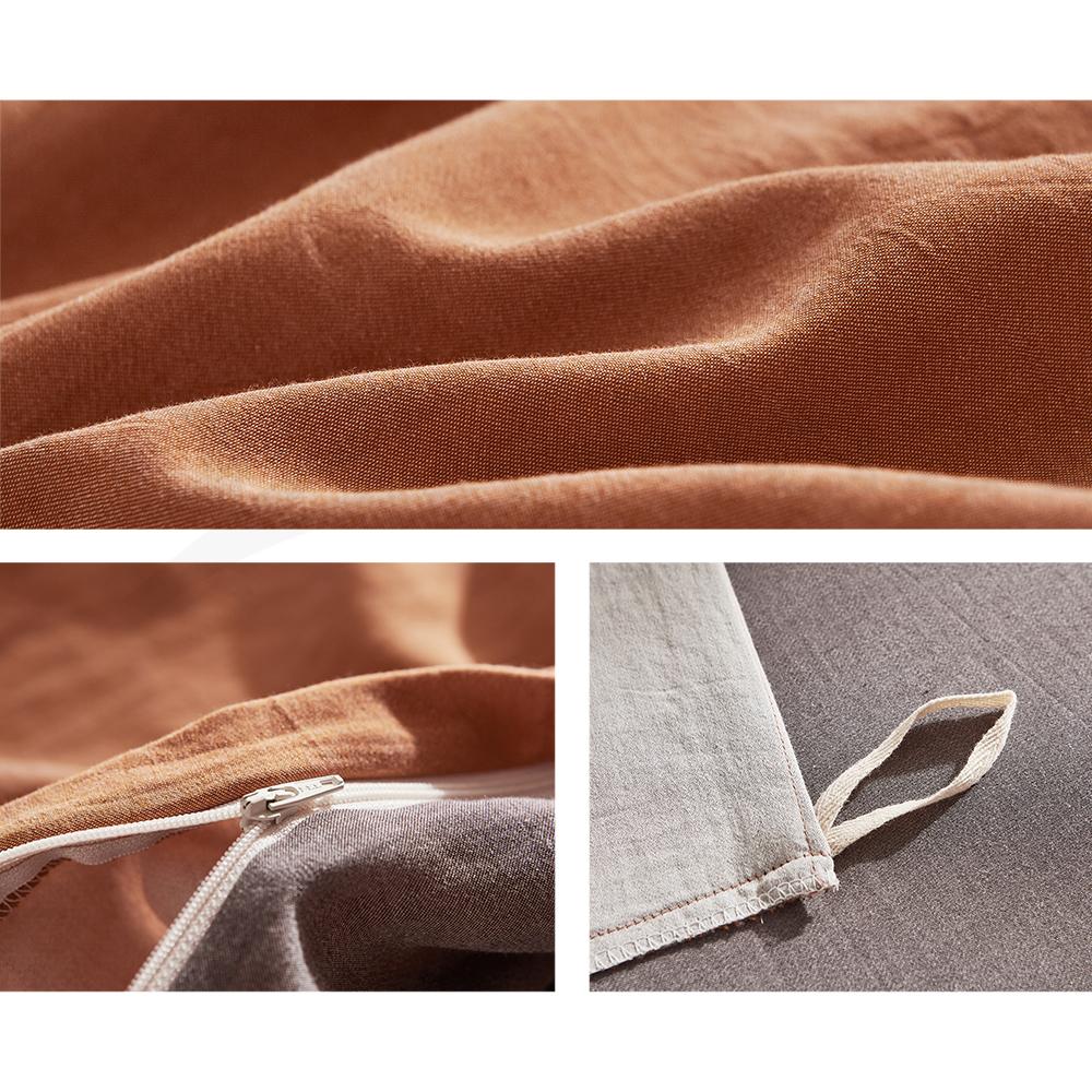 Cosy Club Cotton Sheet Set in double size featuring a stylish orange-brown two-tone design, made from 100% washed cotton for ultimate comfort.