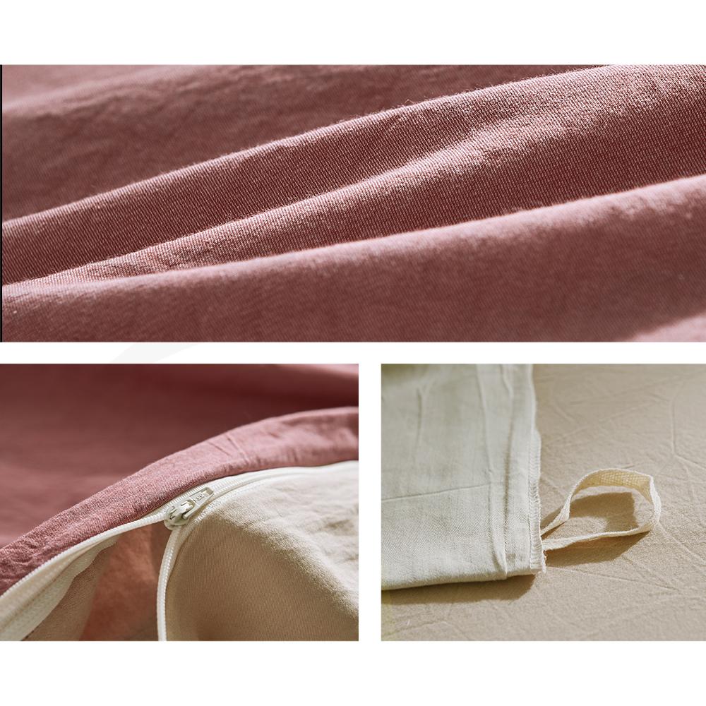 Cosy Club Cotton Sheet Set in Vanilla Rhubarb, featuring a soft texture and stylish two-tone design, perfect for queen-sized beds.