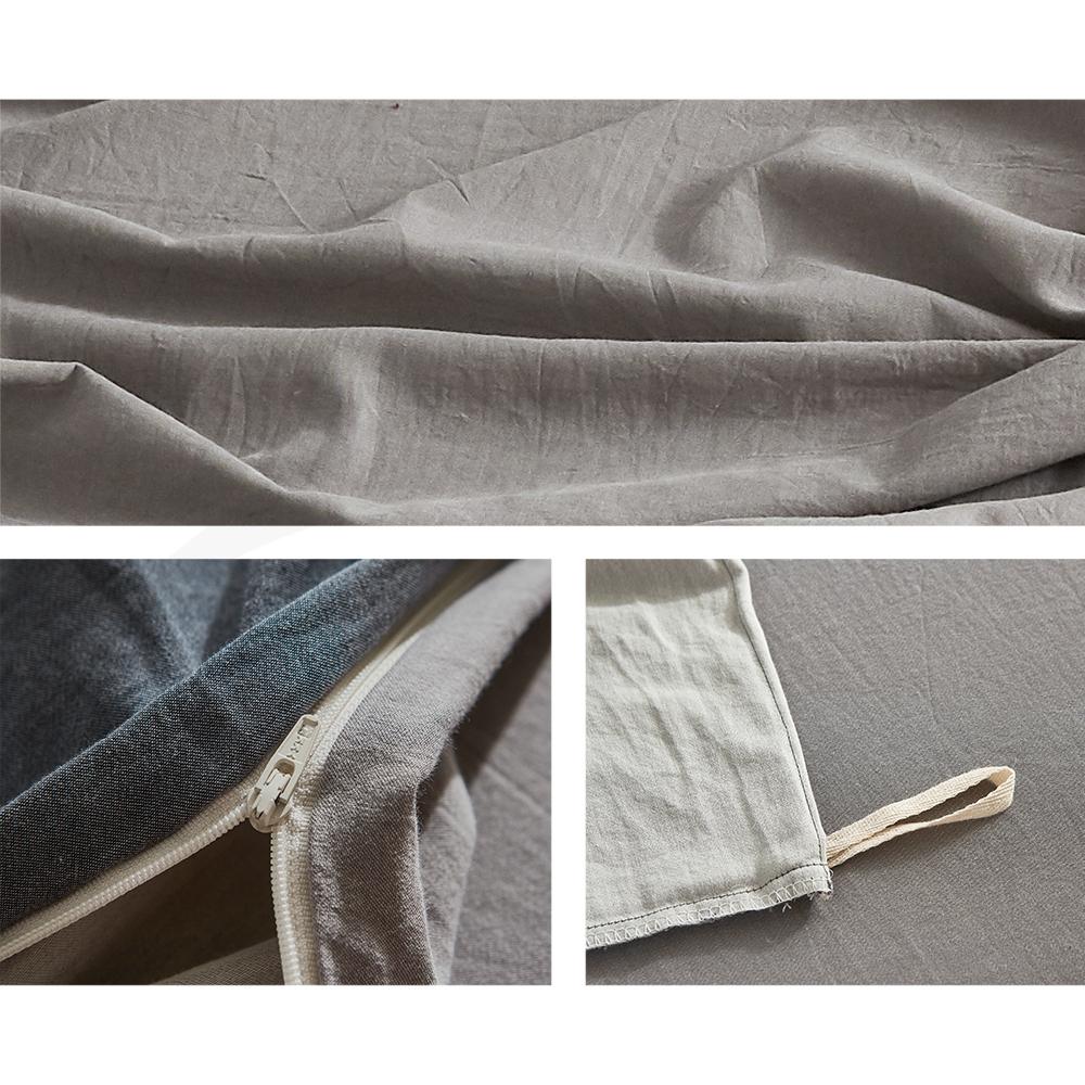 Cosy Club Cotton Sheet Set in Blue and Dark Grey, featuring a soft texture and stylish two-tone design, perfect for single beds.