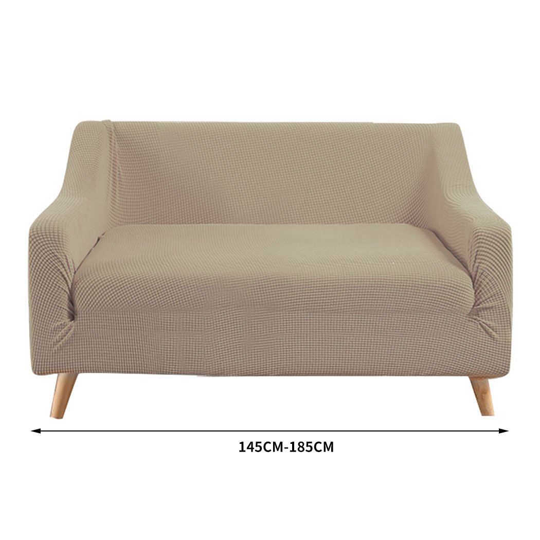 Couch Stretch Sofa Lounge Cover Protector Slipcover for 2 Seater in Sand, showcasing its soft texture and well-stitched edges.