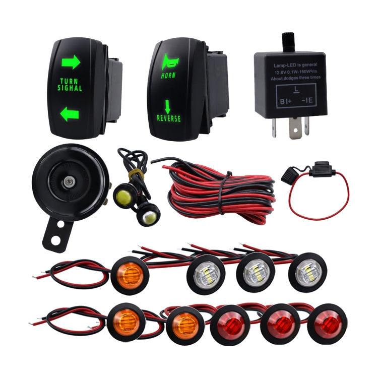 CP-4332 ATV UTV SXS Turn Signal Light Horn Wire Harness Kit with LED reverse light function, showcasing its durable ABS material.