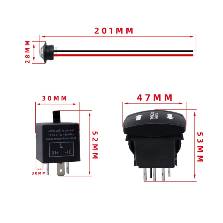 CP-4332 ATV UTV SXS Turn Signal Light Horn Wire Harness Kit with LED reverse light function, showcasing its durable ABS material.