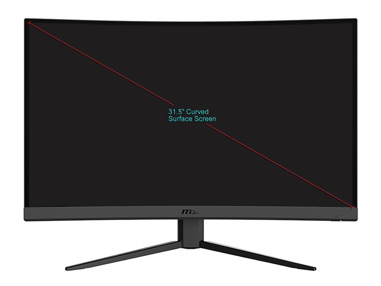 MSI Optix G32CQ4 31.5-inch curved gaming monitor with WQHD resolution and 165Hz refresh rate, showcasing its sleek design and connectivity ports.