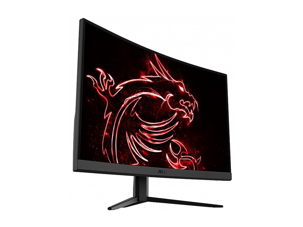 MSI Optix G32CQ4 31.5-inch curved gaming monitor with WQHD resolution and 165Hz refresh rate, showcasing its sleek design and connectivity ports.