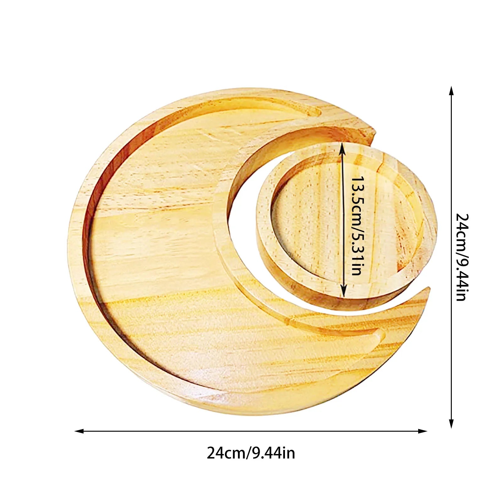 Crystal Display Wooden Tray featuring a sun and moon design, ideal for organizing jewels and stones.