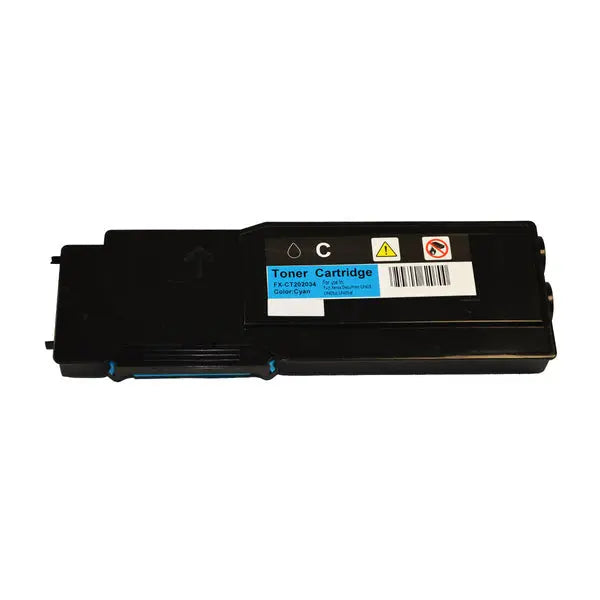 CT-202034 Premium Generic Cyan Toner cartridge with vibrant cyan color and packaging.