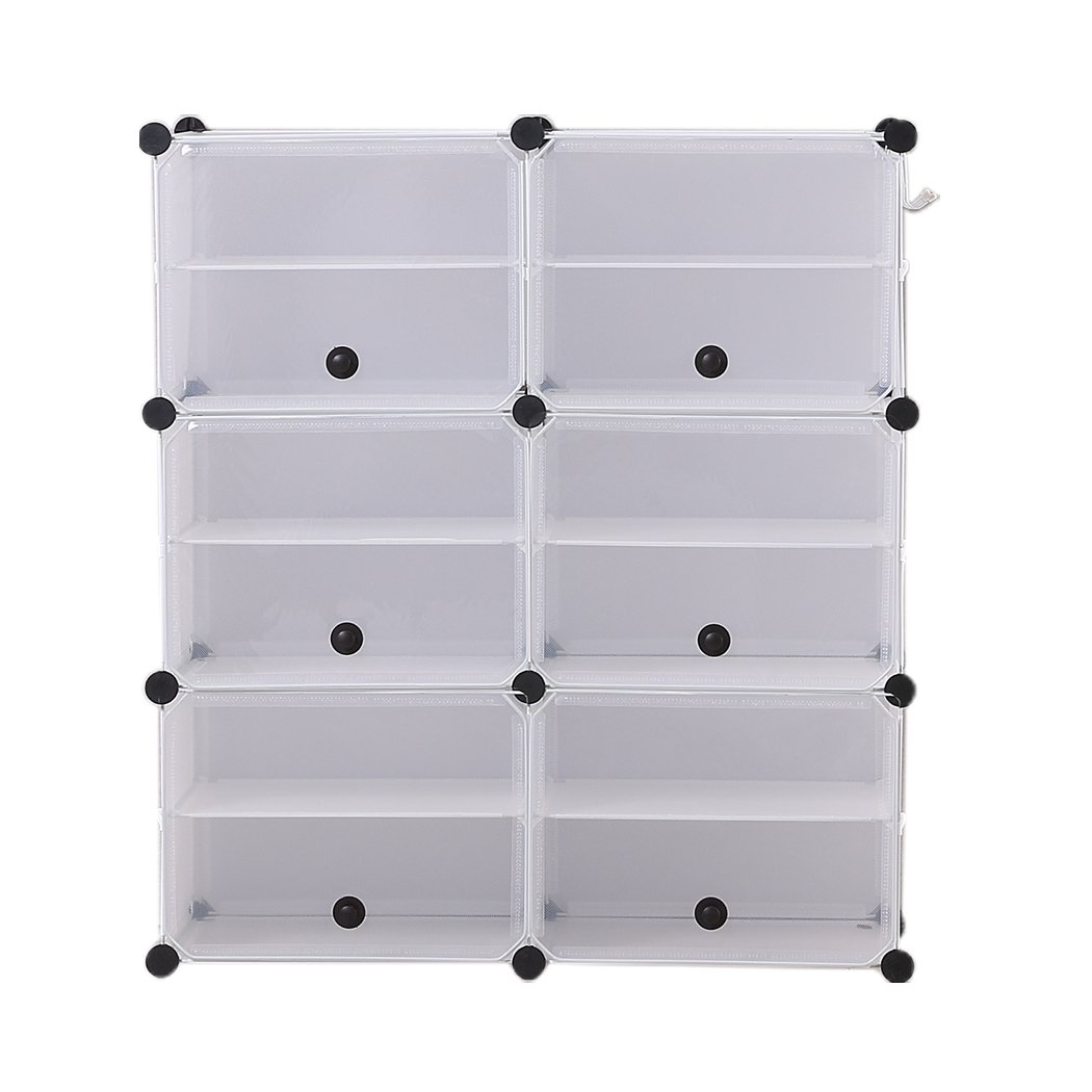 Cube Cabinet DIY Shoe Storage with transparent cover and stackable design, featuring a magnetic door and bonus hook rack for organization.