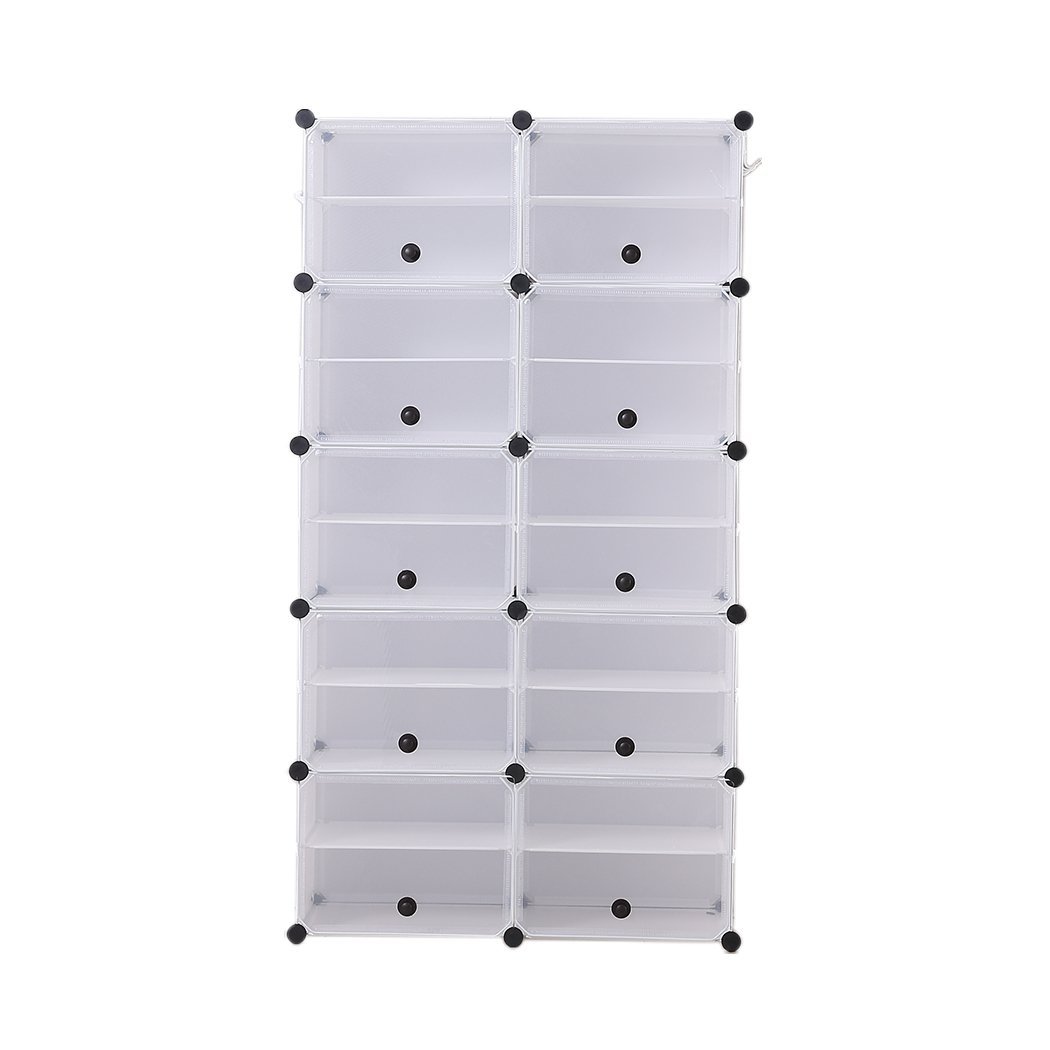 Cube Cabinet DIY Shoe Storage with transparent cover and stackable design, featuring a magnetic door and bonus hook rack.