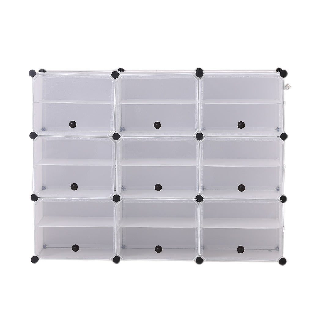 Cube Cabinet Shoe Storage with transparent cover and stackable design, featuring a magnetic door and bonus hook rack.