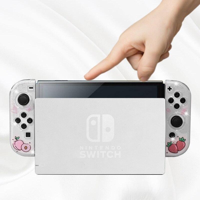 Cute glitter protective cover for Nintendo Switch OLED console, showcasing its stylish design and durable materials.