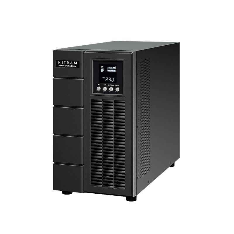 CYBERPOWER 2000VA/1800W Tower UPS with multiple outlets and LCD display.