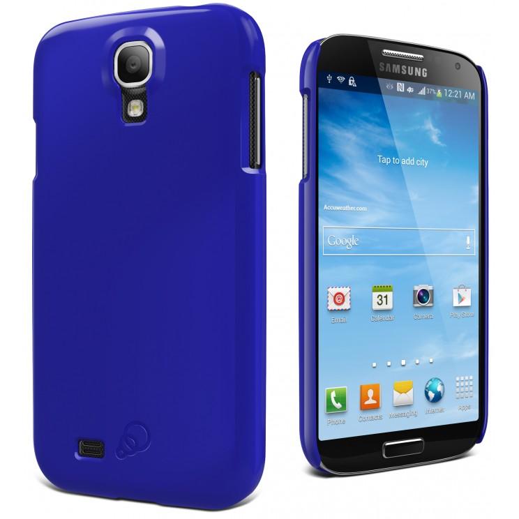 Cygnett Form Sapphire Blue Snap On Case for Galaxy S4, showcasing its slim design and high-gloss finish.