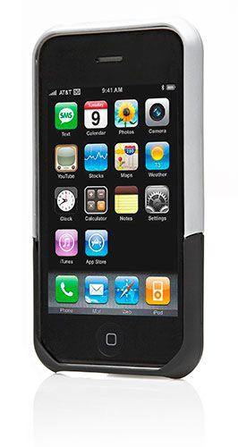 Cygnett GrooveShield Doc Black Hardshell Dockable case for iPhone, showcasing its sleek design and removable base feature.