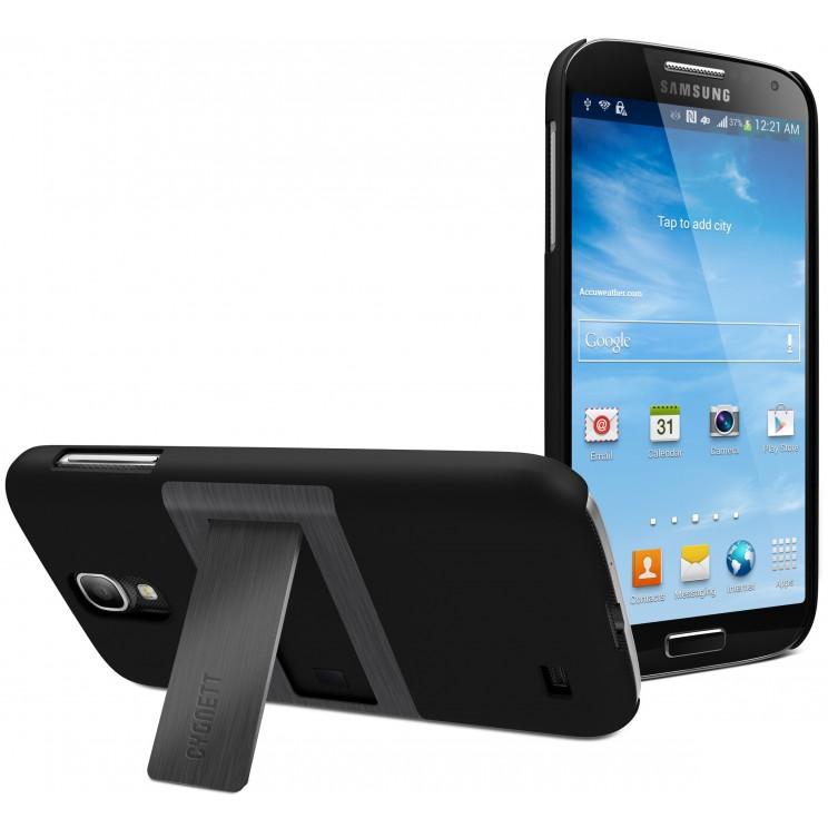 Cygnett InclineBlack Case for Samsung Galaxy S4, showcasing its sleek design and hands-free viewing feature.